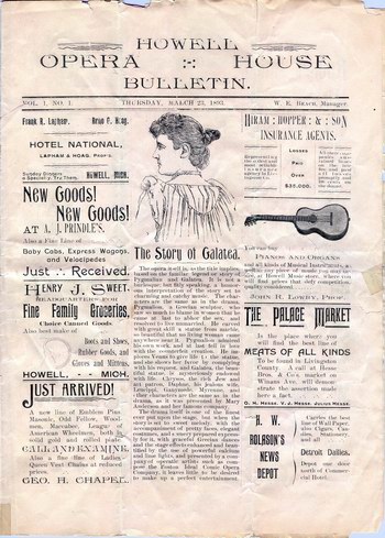 Howell Opera House - Old Ad (newer photo)